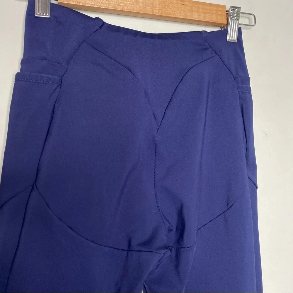 Gymshark Navy Blue Yellow High Rise Asymmetrical Crossover Leggings Size Small